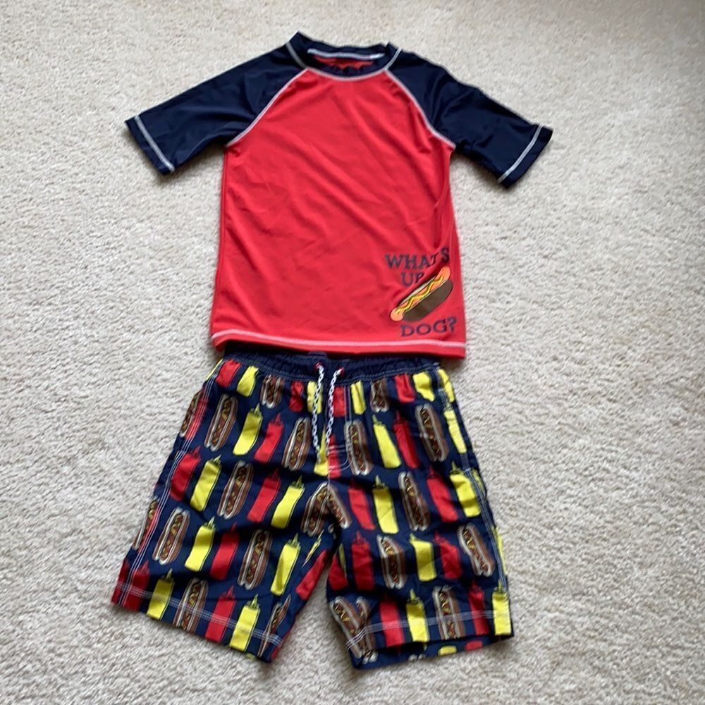 Gymboree Size 7/8 Hotdog swim set